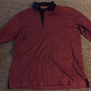 Maceio Dark Orange Half Button Up Shirt Sz 3